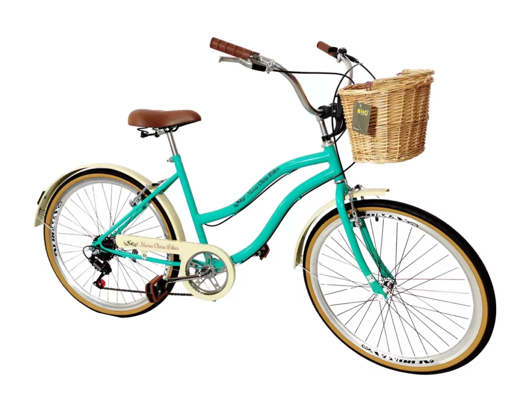 Bicicleta aro 26 feminina retrô Vime. Imagem retirada do site da Maria Clara Bikes.